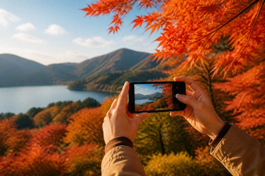 落ち葉アートの写真を撮るためのベストスポットは？