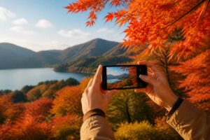 落ち葉アートの写真を撮るためのベストスポットは？